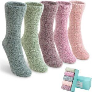 New 5 Pairs Fuzzy Soft Cozy Comfortable Socks for Women, Casual Sleep Comfy Sock